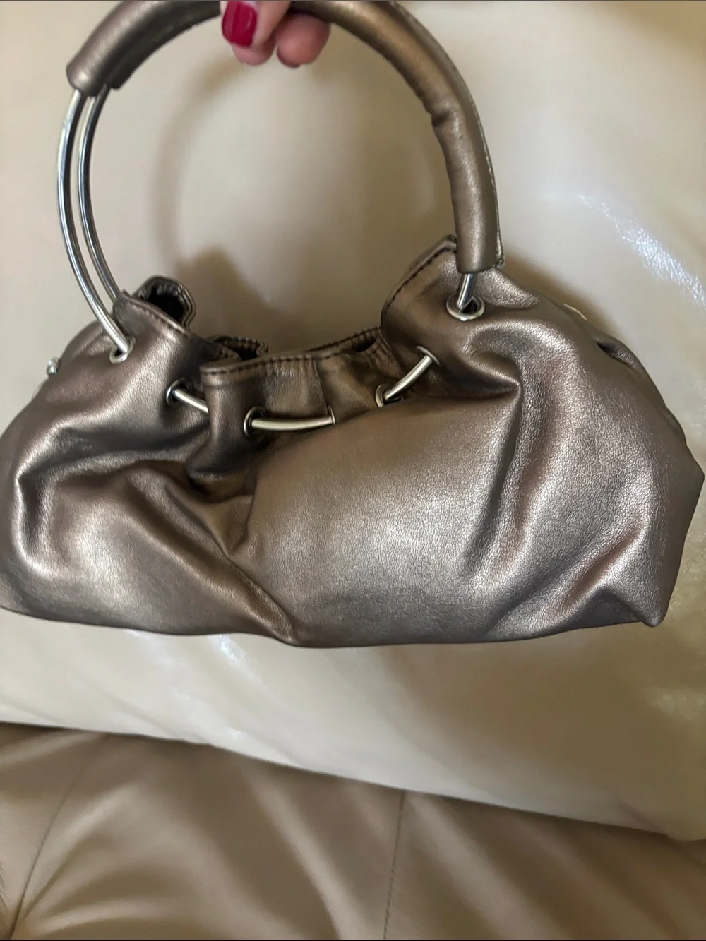 Ceeklen Metallic Bronze Studded Hobo Bag
